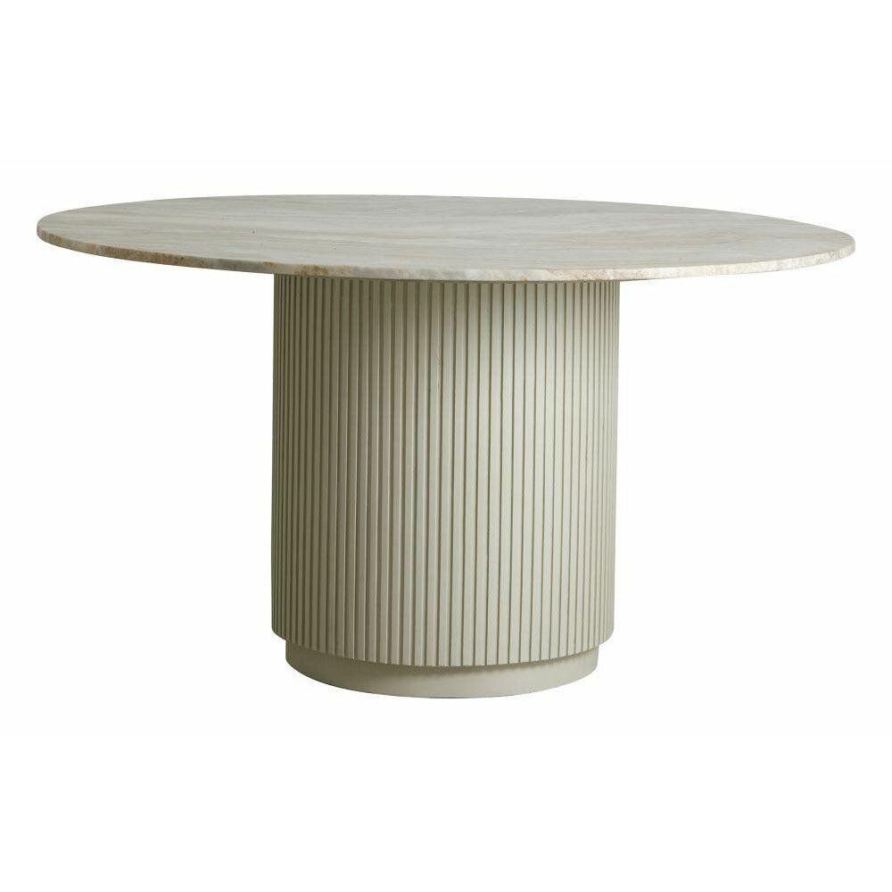 Erie runder Esstisch in Holz und Marmor - Ø140 cm - Roh weiß, braun, beige