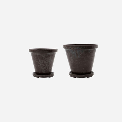 House Doctor Kaut Pot mit Untertasse, Blume, Brown-H: 12 cm, Durchmesser: 13,5 cm, h: 14 cm, dia: 16 cm
