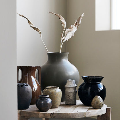 Hausarzt - Vase, Chenna, Schwarz - H: 22,5 cm, Dia: 23 cm