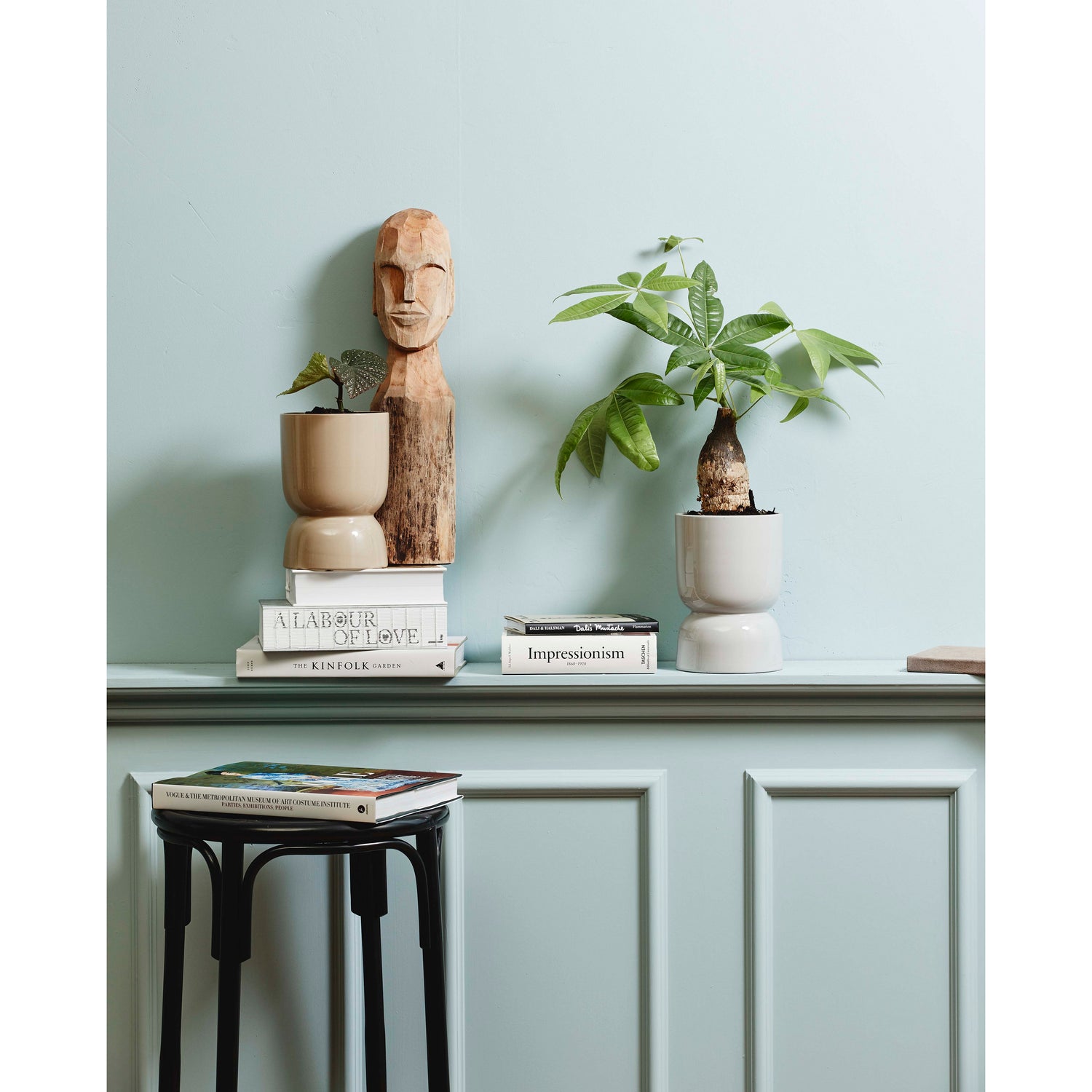 Kuba -Figur im Holz mit Gesicht - groß - H56 cm - Natur