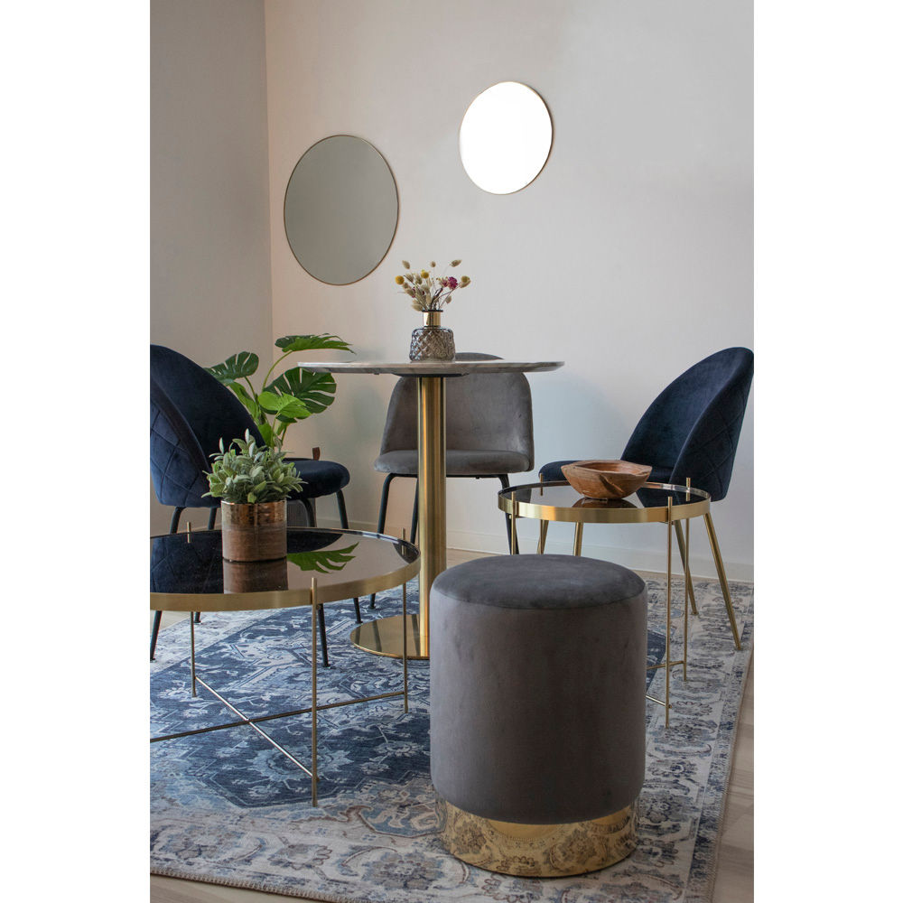 Genfer Esstischstuhl - Esstischstuhl in Velor, blau mit schwarzen Beinen, HN1205