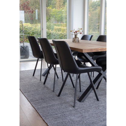 Memphis Esstischstuhl - Esstischstuhl in Pu, schwarz mit schwarzen Beinen, HN1223