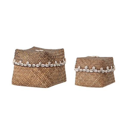 Bloomingville Seval Korb mit Deckel, Natur, Bambus