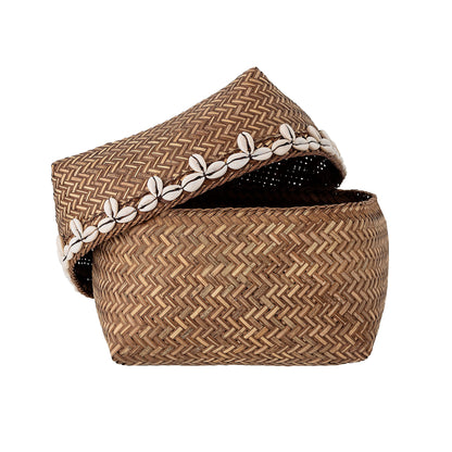 Bloomingville Seval Korb mit Deckel, Natur, Bambus