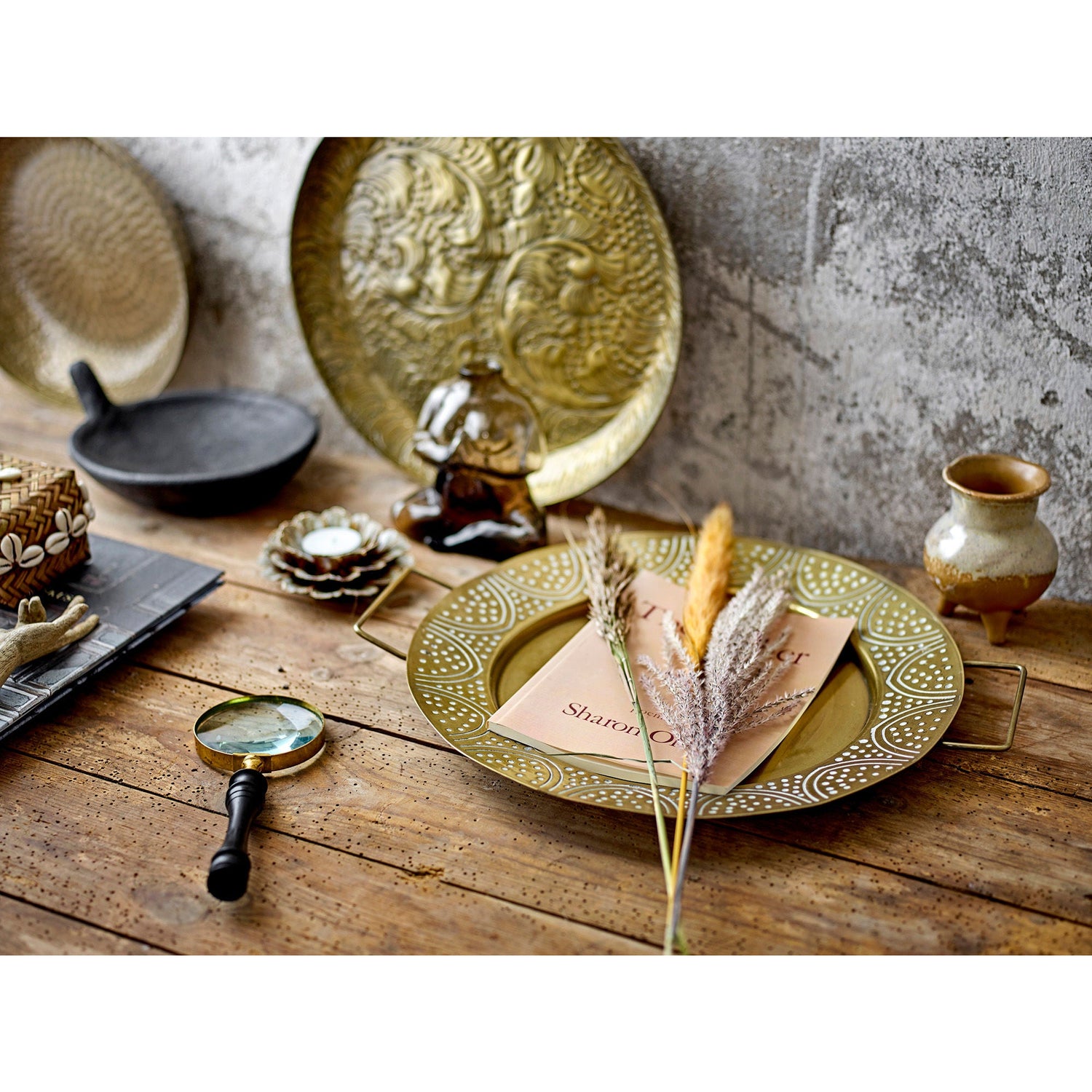 Bloomingville Seval Korb mit Deckel, Natur, Bambus