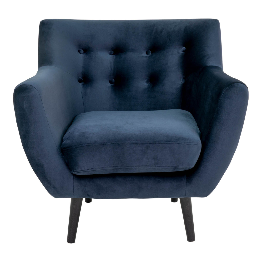 Monte -Sessel - Sessel in Velours, dunkelblau mit schwarzen Holzbeinen, 81x78x85 cm, HN1005 - 1 - PCs