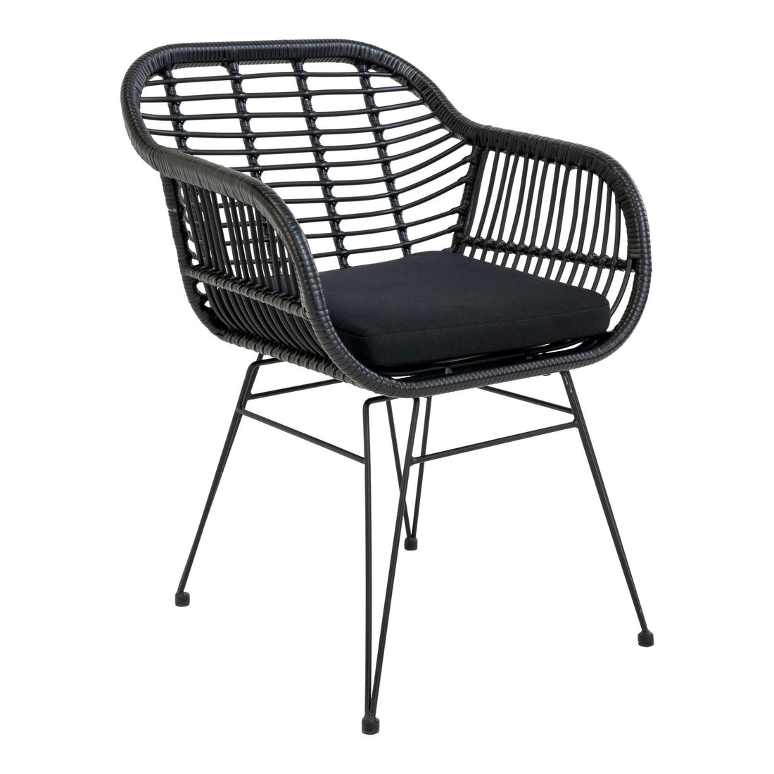 Triest Stuhl - Stuhl in schwarzem Polyrattan mit Kissen - 2 - PCs