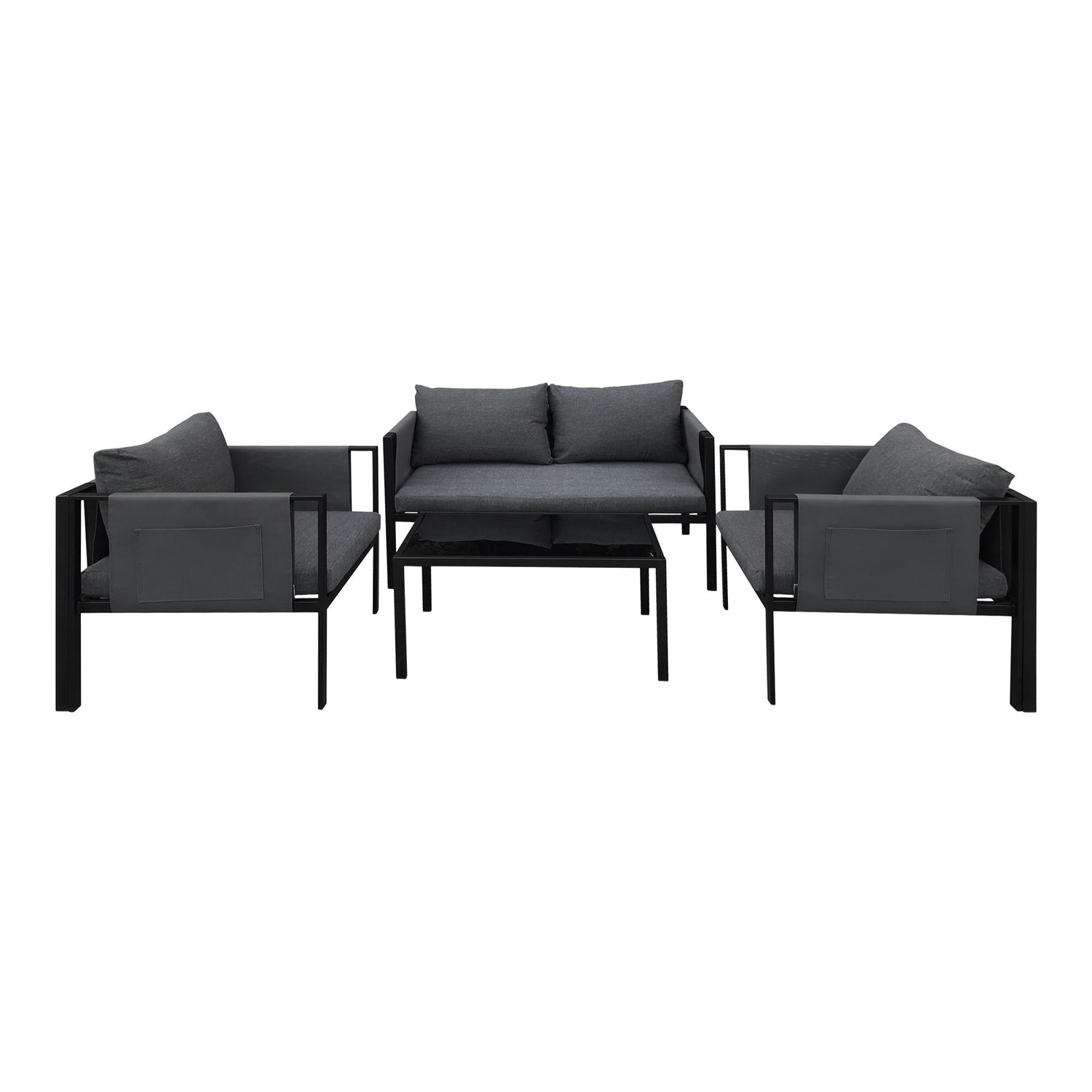Schönes Sofa -Set - Sofa Set in Stahl, schwarz/dunkelgrau