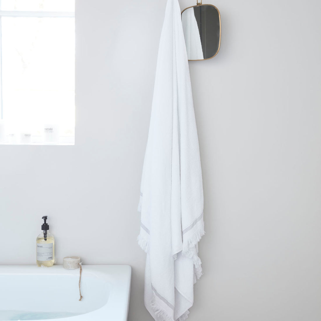 Meraki-Handtuch, 100x180 cm, weiß mit grauen Streifen-L: 100 cm, W: 180 cm