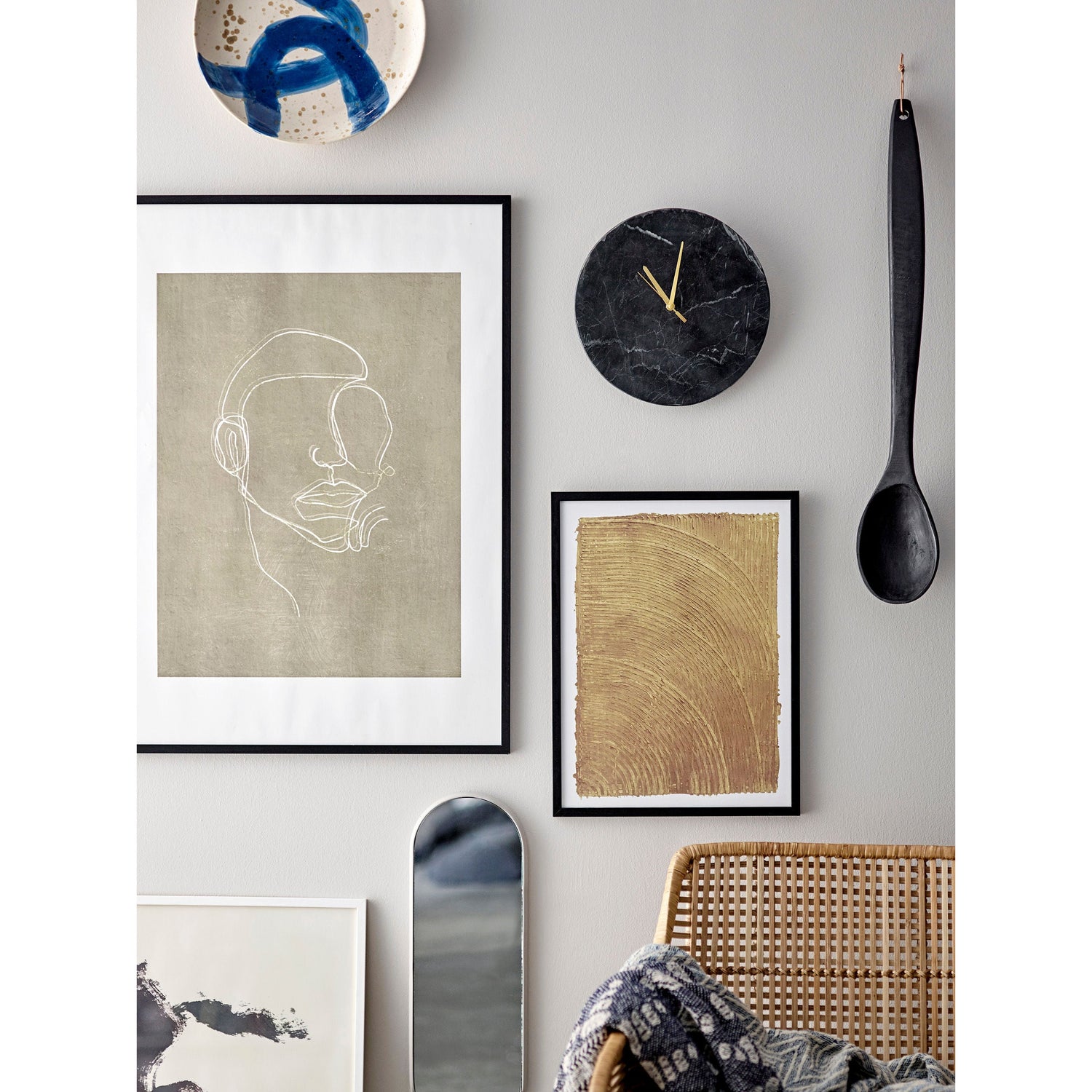 Bloomingville Jamin Wall Clock, schwarz, Marmor