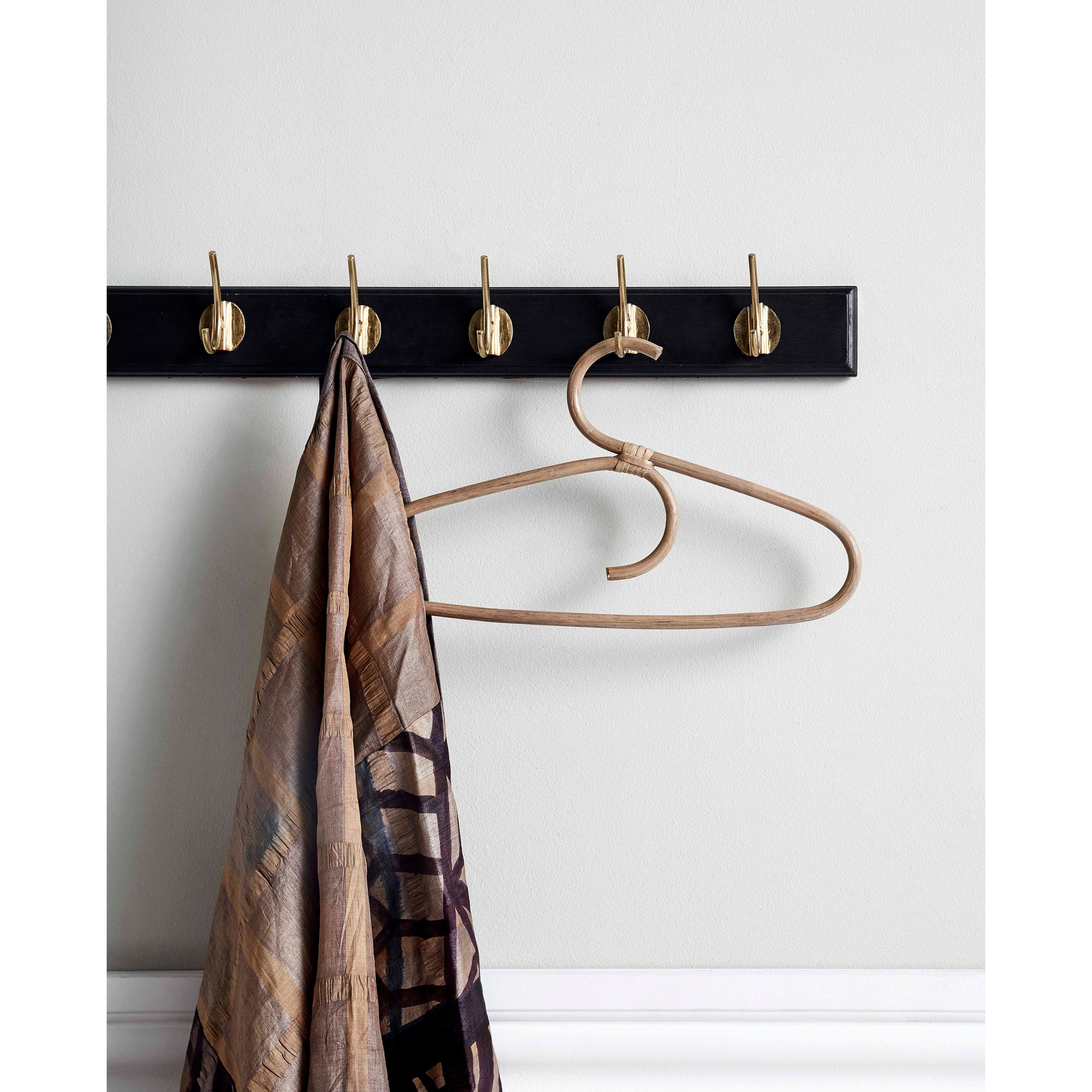 Kantige Haken in Holz mit 6 Messinghaken - 60 cm - schwarz
