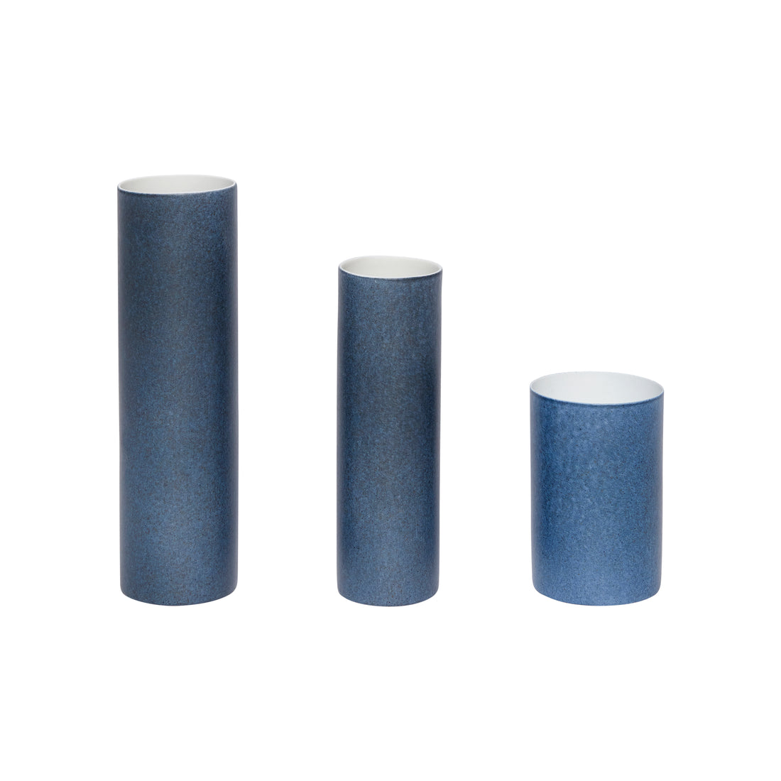Hübsch - Vase, porcelæn, blå, s/3 - ø7xh10, ø6xh16, ø6xh20cm - Hübsch - DesignGaragen.dk