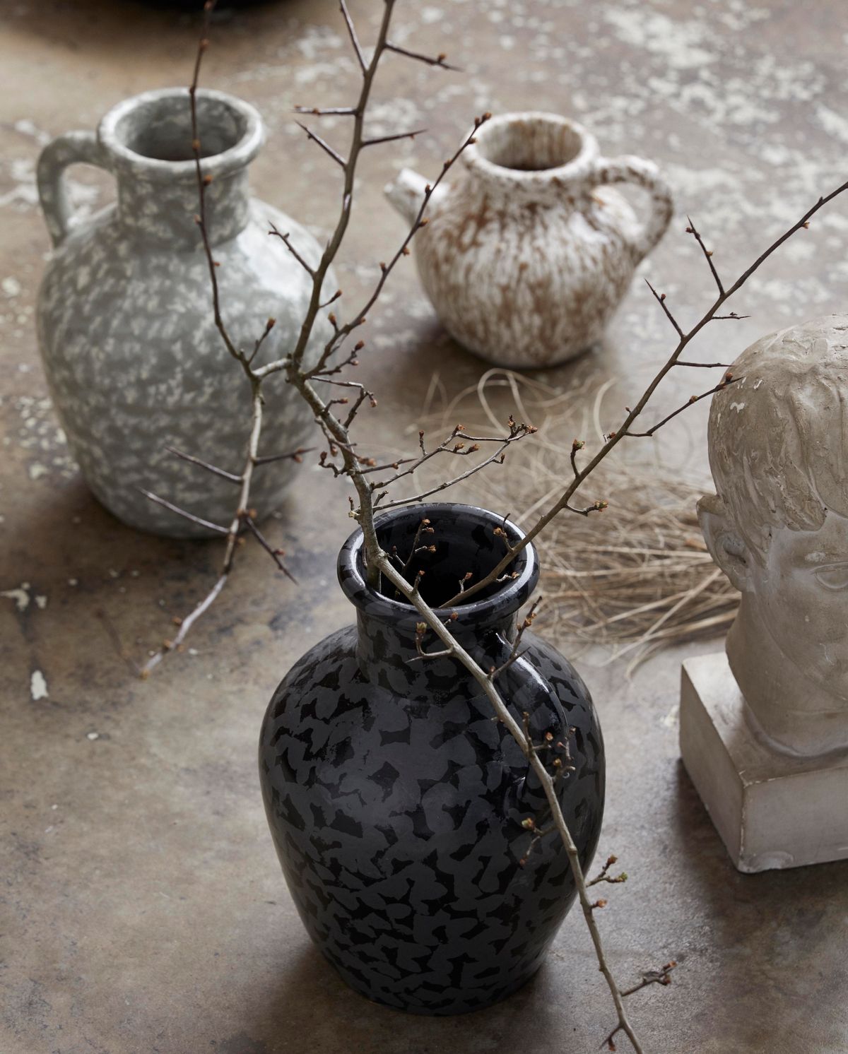 Batam Vase, glasiert - grau