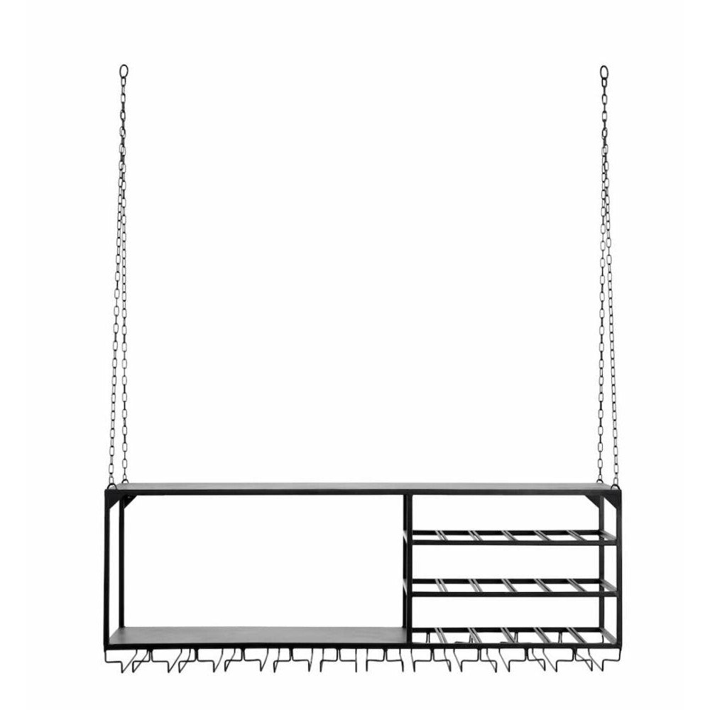 Nordal LOFT Küchenregal aus Eisen zum Aufhängen - 120x30 cm - schwarz