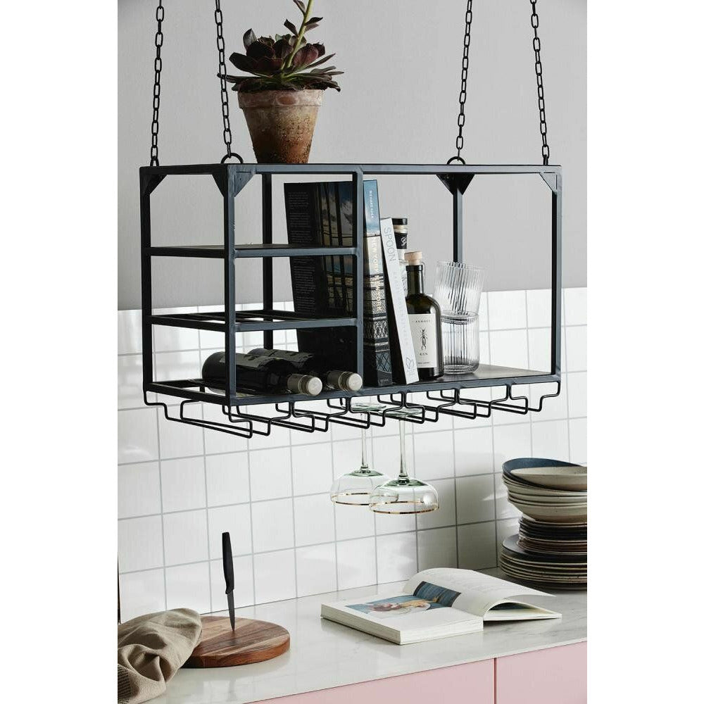 Nordal LOFT Küchenregal aus Eisen zum Aufhängen - 65x30 cm - schwarz