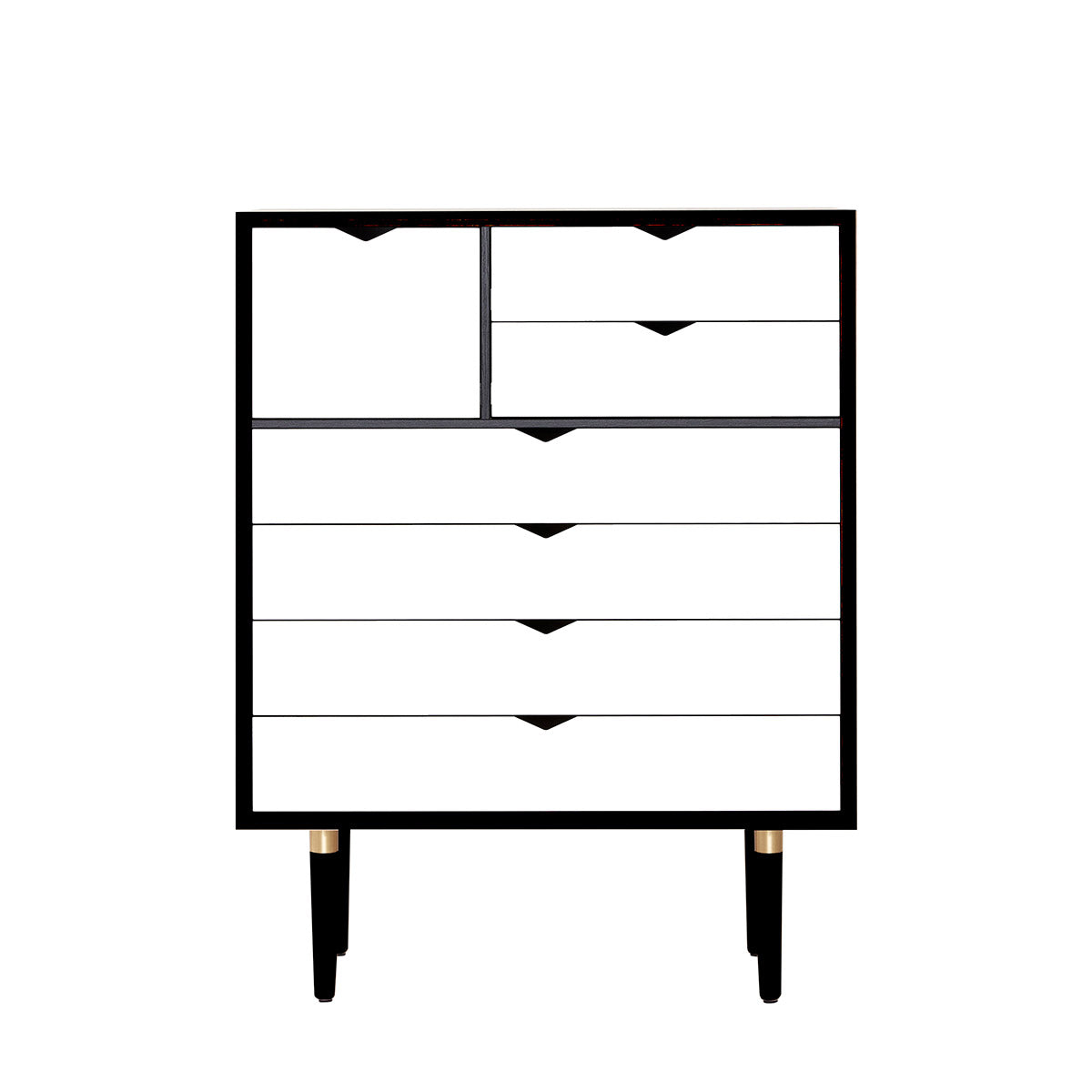 Andersen Furniture S8 kommode  i sort med hvide fronter - B83xD43xH107 cm - DesignGaragen.dk.