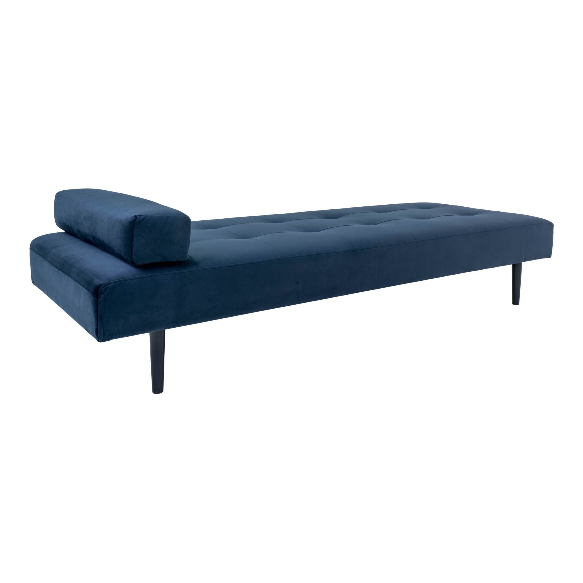Capri Daybed - Tagbett in Velours, dunkelblau mit schwarzen Holzbeinen, HN1005