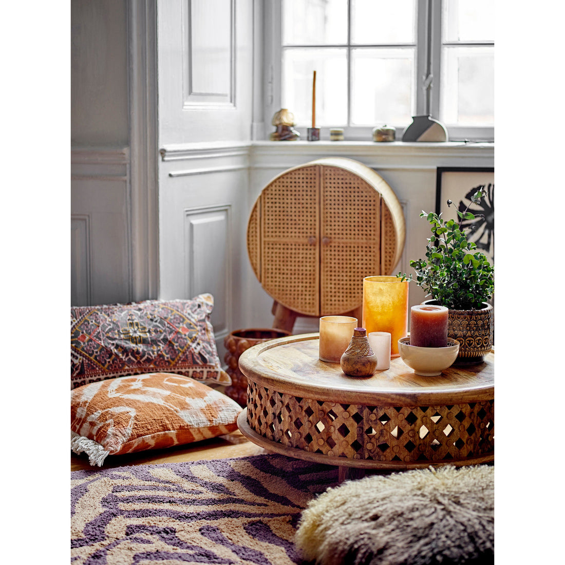 Bloomingville Pansy Cushion, Brun, Lambskin Tibetian - Bloomingville - DesignGaragen.dk