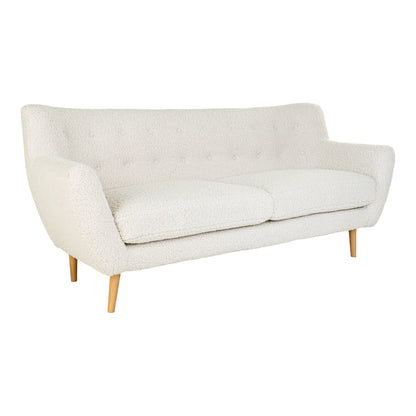 Monte 3 -Person -Sofa - 3 Personen -Sofa in künstlicher Lambskin, weiß mit Natur Holzbeinen