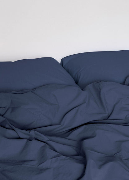 Sekan Studio Cotton Percale Bett Set - Marineblau