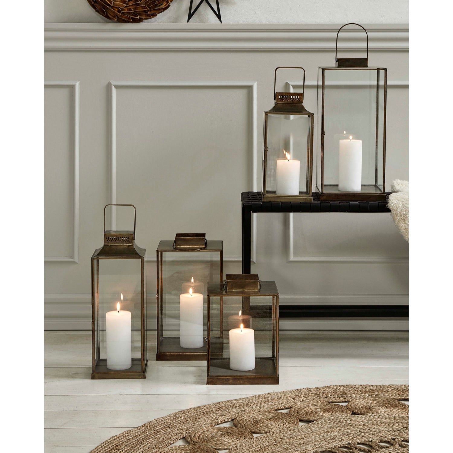 Antike Laternen in Eisen - H35 cm - Gold Finish