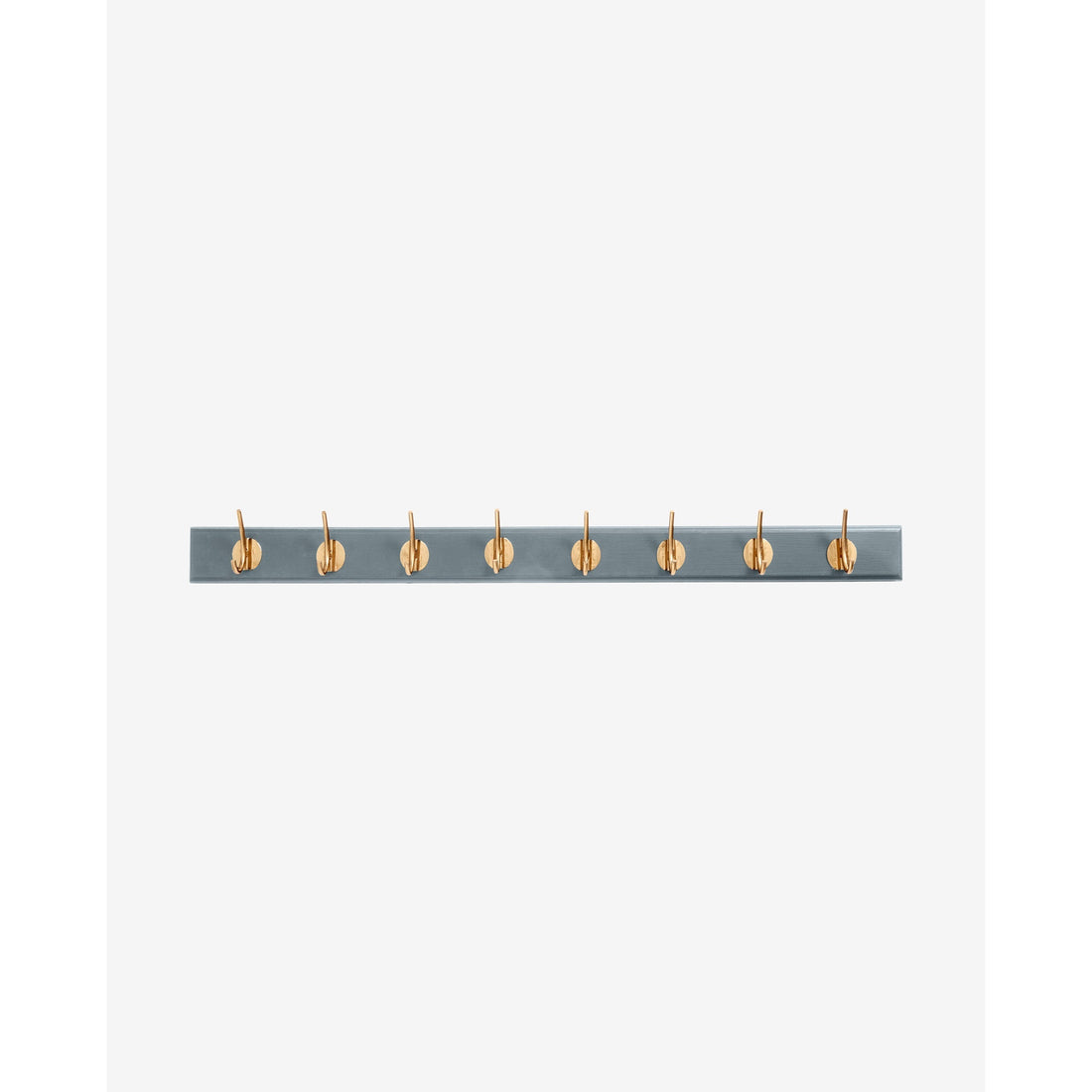 Edgy -Haken in Holz mit 8 Messinghaken - 90 cm - grau
