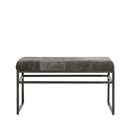 Bænk Bronx S - Sort (LGB) - Jern/ruskind - W: 90 H: 50 D: 38 cm - Muubs - DesignGaragen.dk