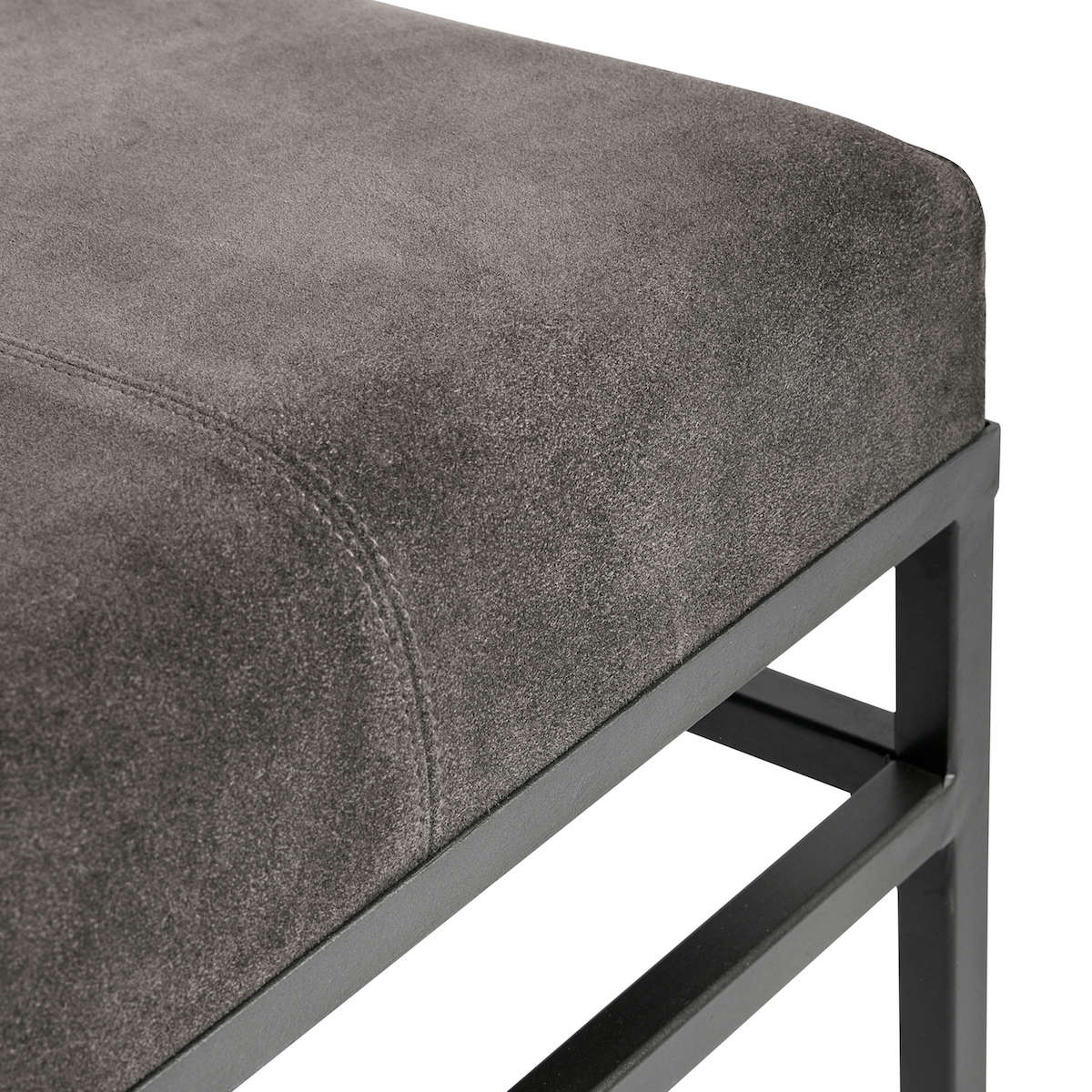 Bænk Bronx S - Sort (LGB) - Jern/ruskind - W: 90 H: 50 D: 38 cm - Muubs - DesignGaragen.dk