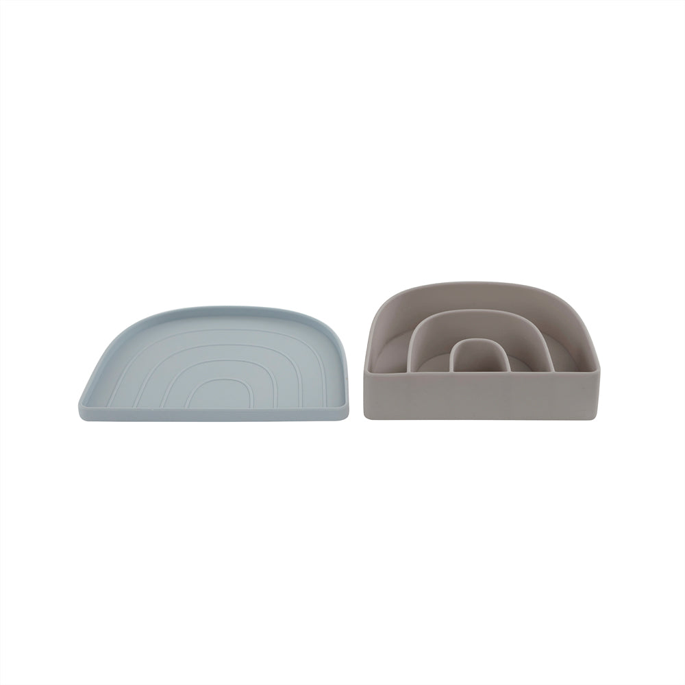 OYOY MINI Regnbue Tallerken &amp;amp; Skål - Dusty Blue / Clay
