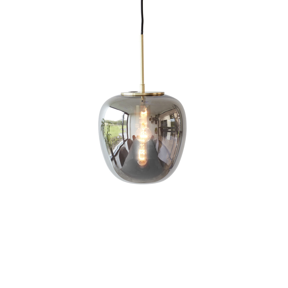 Hübsch - Lampe, Glas, Spiegel/Messing - Ø30xh36cm, E27