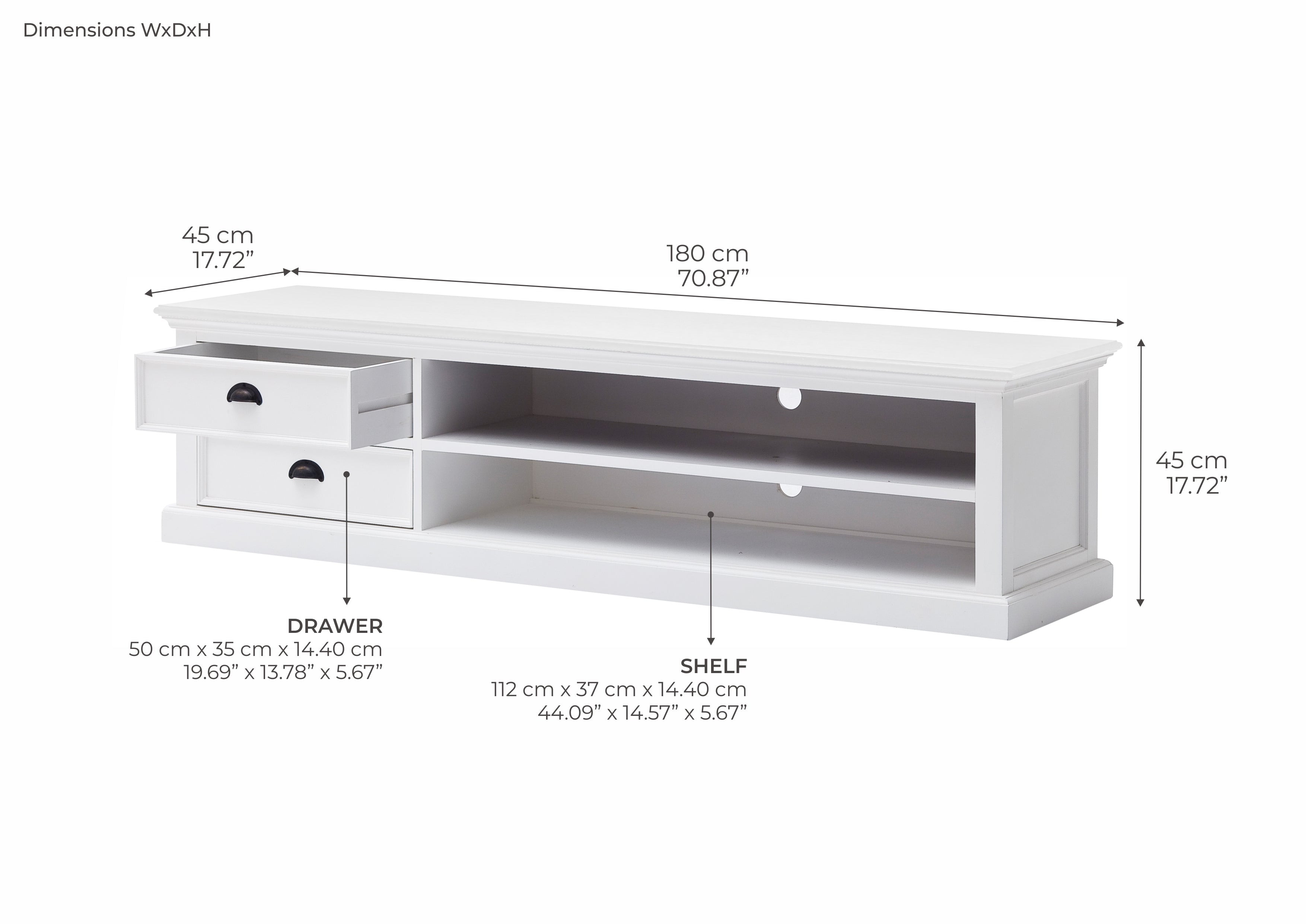 Halifax -TV -Tabelle mit 2 Schubladen 180,00 cm
