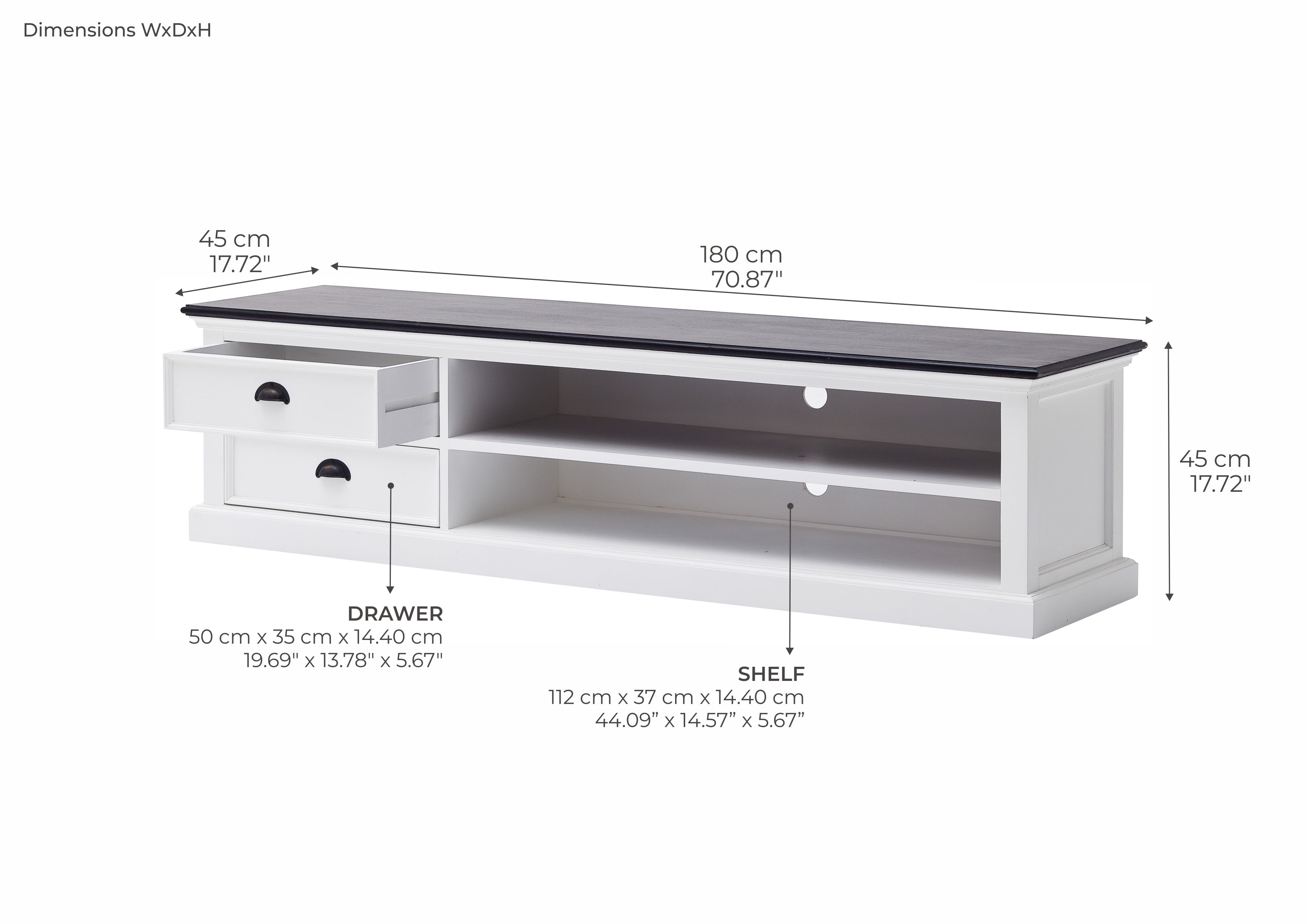 Halifax -Kontrast -TV -Tabelle mit 2 Schubladen 180,00 cm