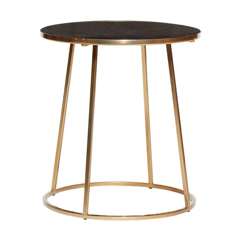 Hübsch - Tisch mit Goldrahmen, Metall/Marmor, Schwarz/Gold Ø46xh50 cm