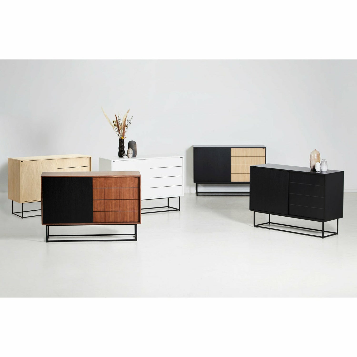 Woud - Virka Sideboard (hoch) - Walnuss/Schwarz