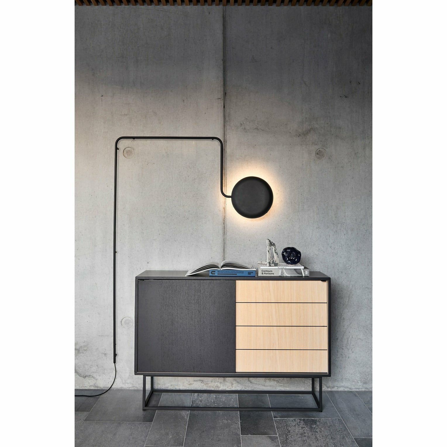 Woud - Virka Sideboard (hoch) - Eiche/Schwarz