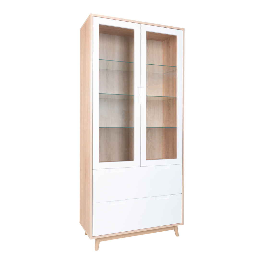 Kopenhagen -Anzeigeschrank - Displayschrank in Weiß und Natur - 1 - PCs