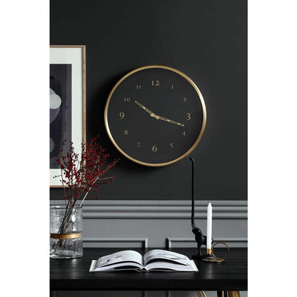 Nordal Metallwanduhr mit Glas - Ø51 cm - Schwarz/Messing