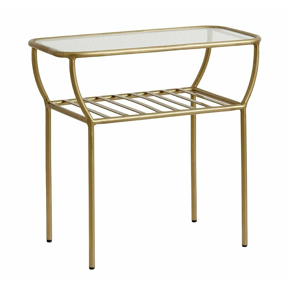 Nordal CHIC Beistelltisch / Nachttisch aus Eisen mit Glas - 50x25 cm - gold