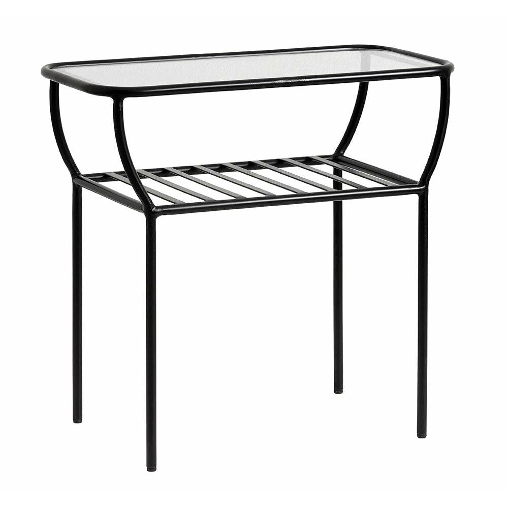 Nordal CHIC Beistelltisch / Nachttisch aus Eisen mit Glas - 50x25 cm - schwarz
