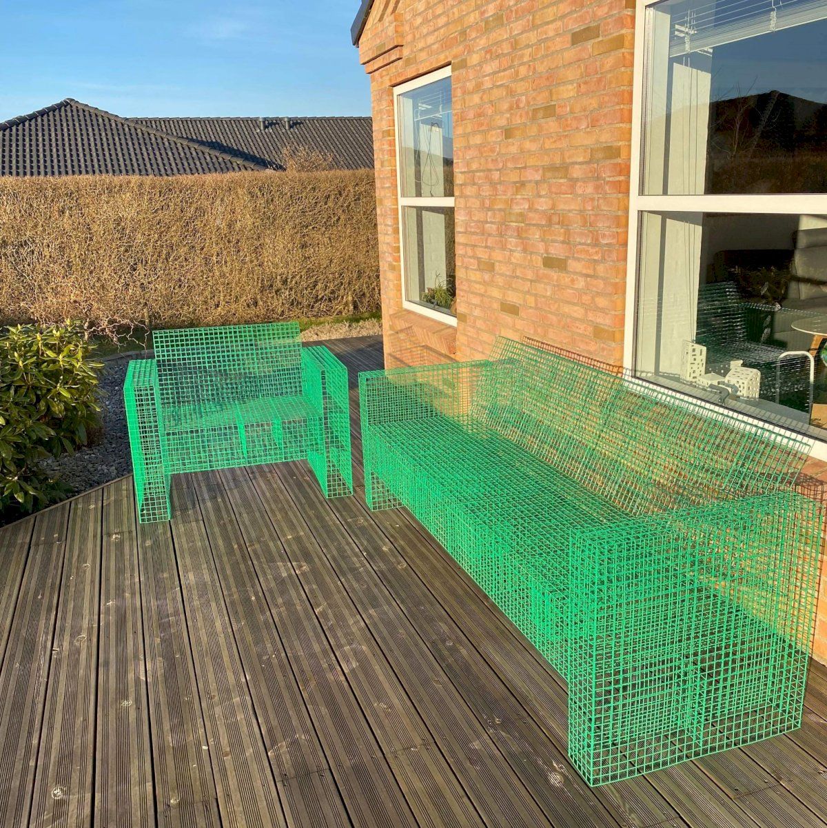 Kalager Design Wire Loungechair, Signalgrün