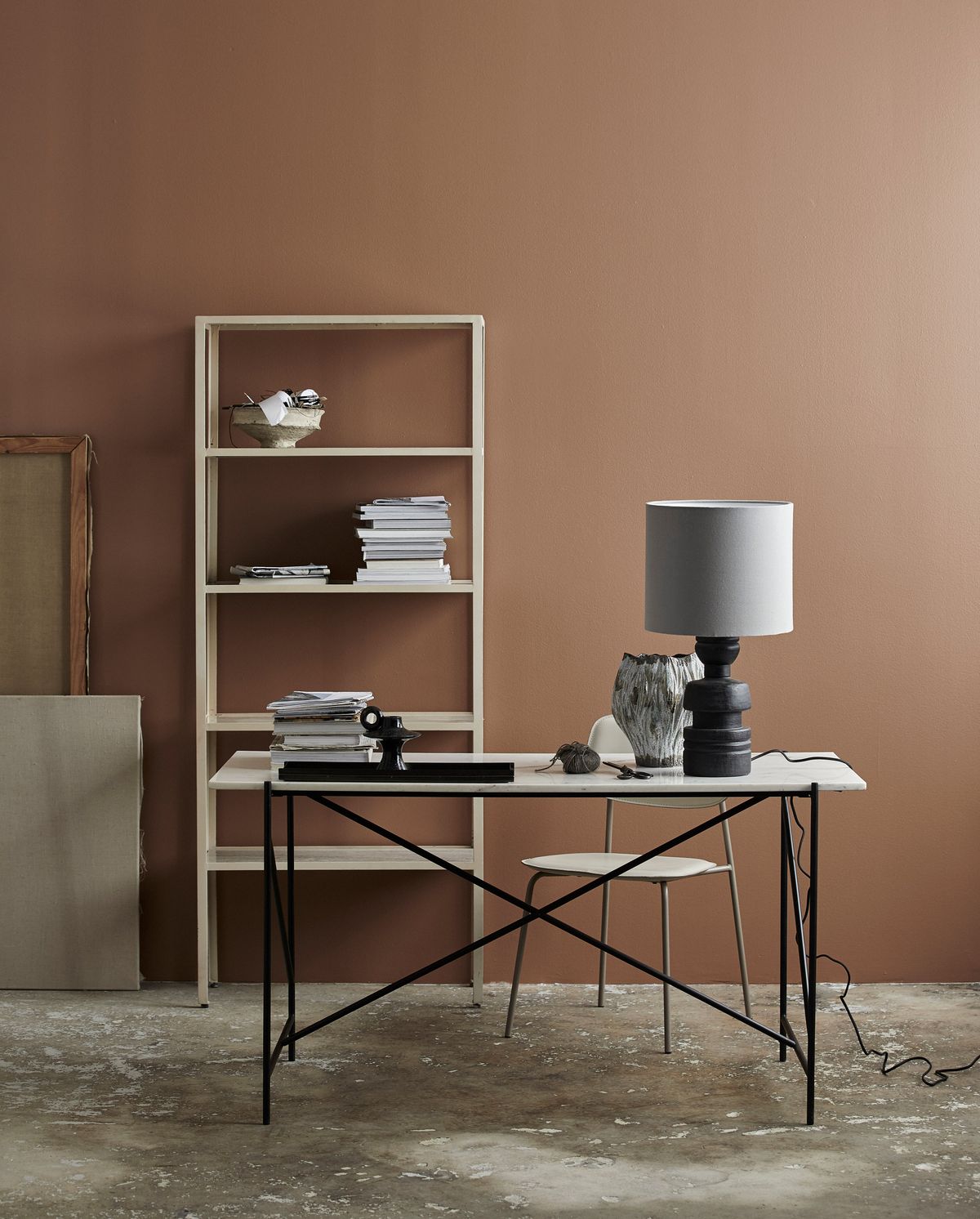 JUNGO -Regal in Eisen und Marmor - 180 x 75 cm - Sand