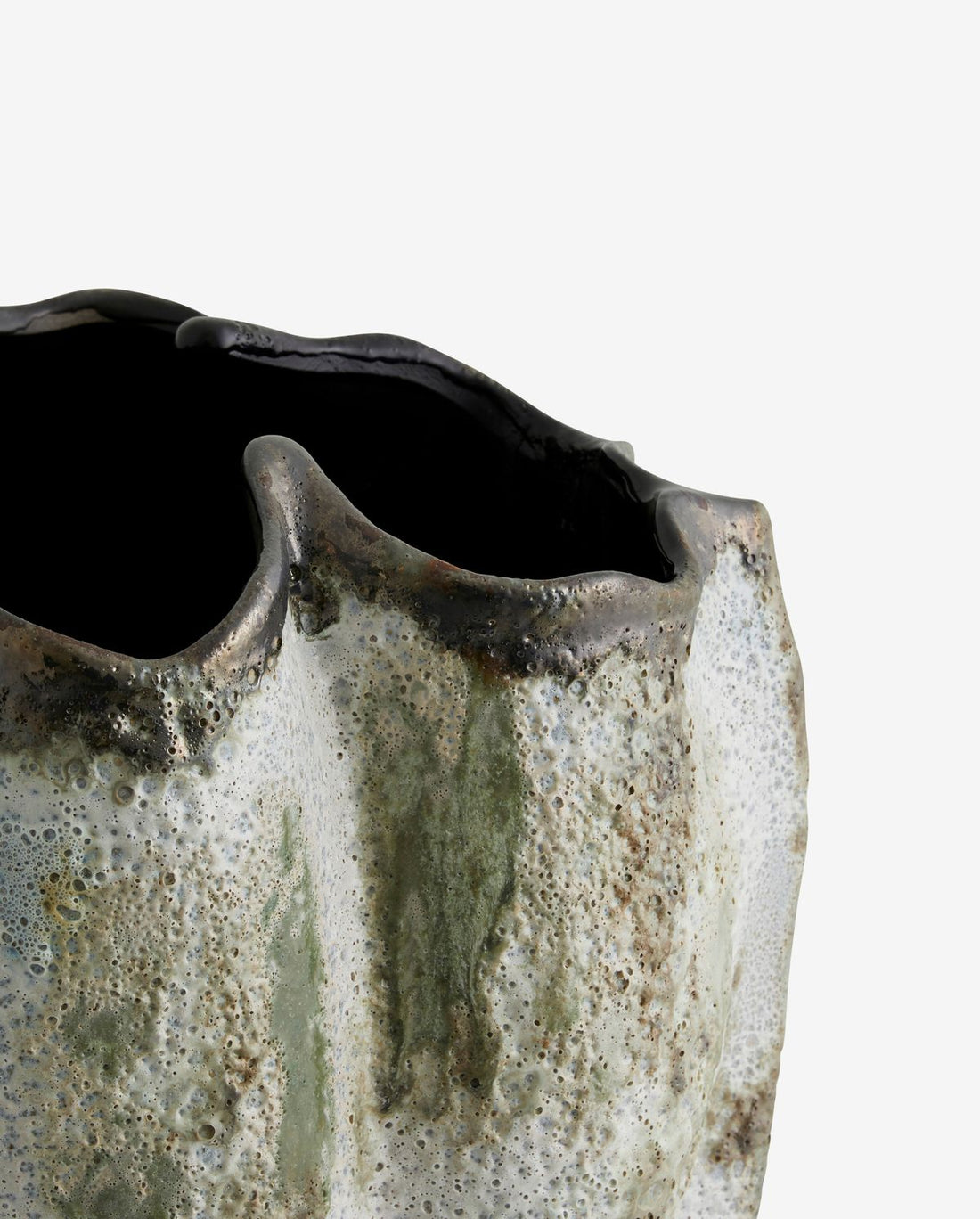 Henry Vase in Keramik H35 cm - braun/weiß/grün