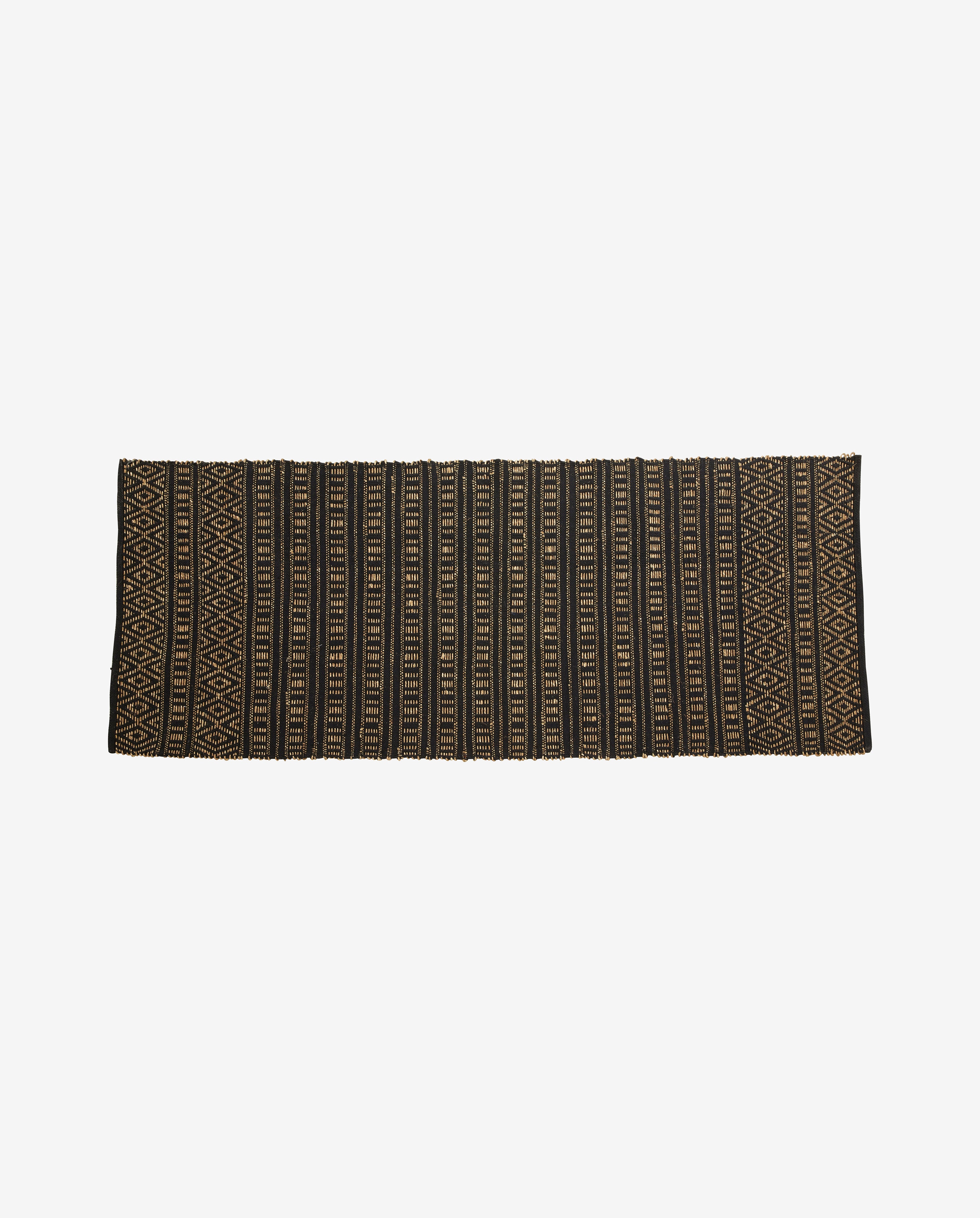 Farah -Decke in Baumwolle und Seegras 250x100 cm - Schwarz/Natur