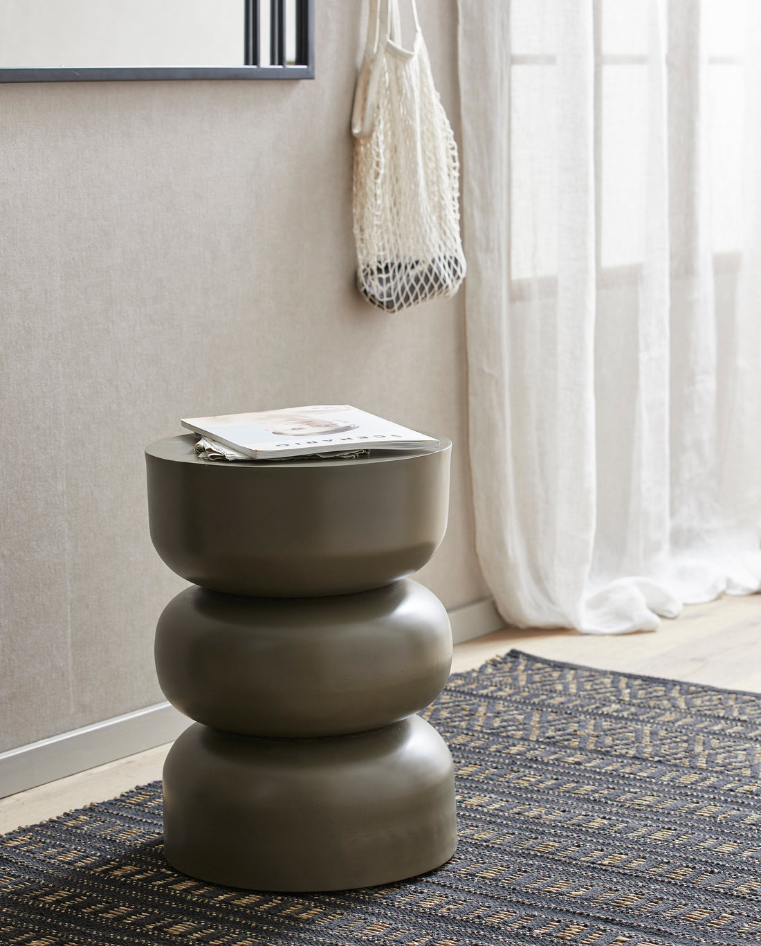 Farah -Decke in Baumwolle und Seegras 250x100 cm - Schwarz/Natur