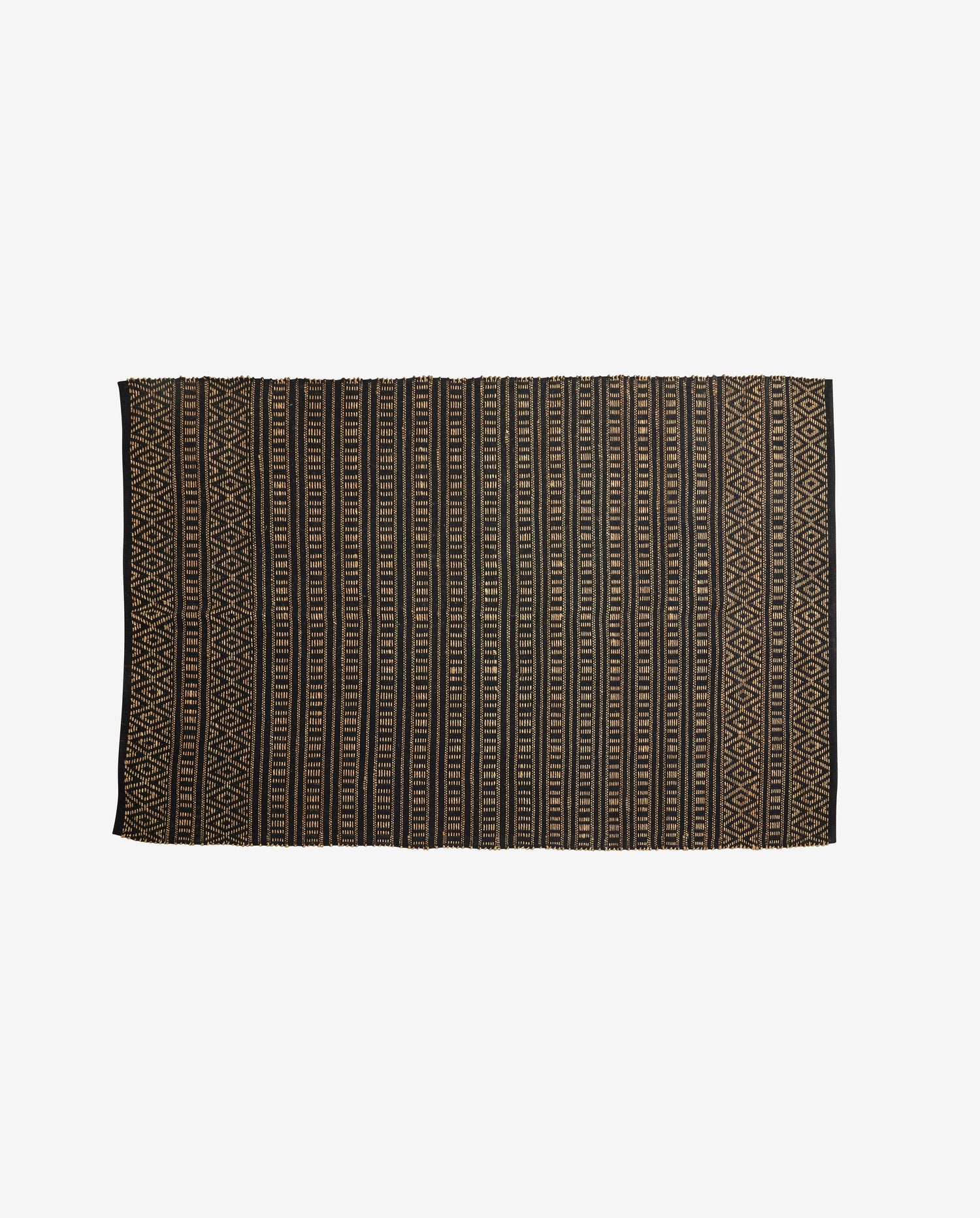 Farah -Decke in Baumwolle und Seegrass 240x160 cm - Schwarz/Natur
