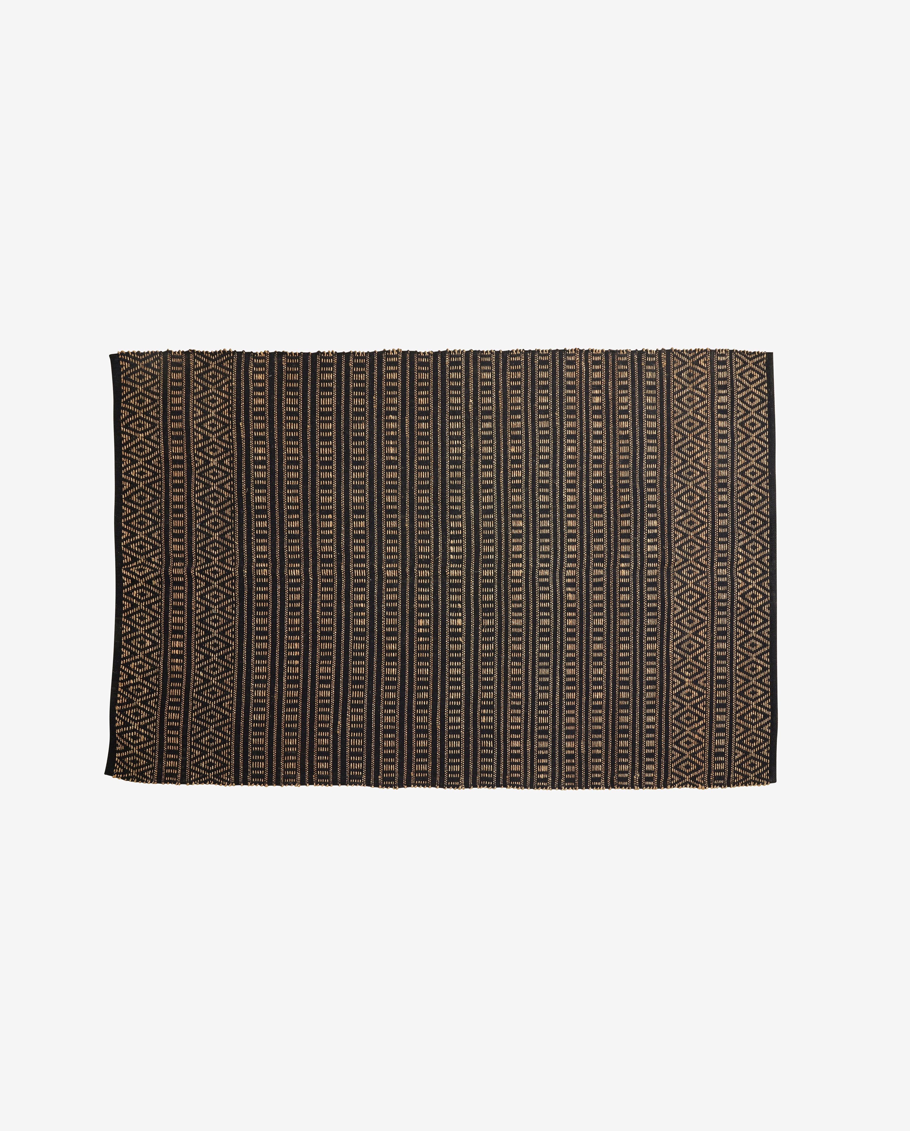 Farah -Decke in Baumwolle und Seegrass 240x160 cm - Schwarz/Natur