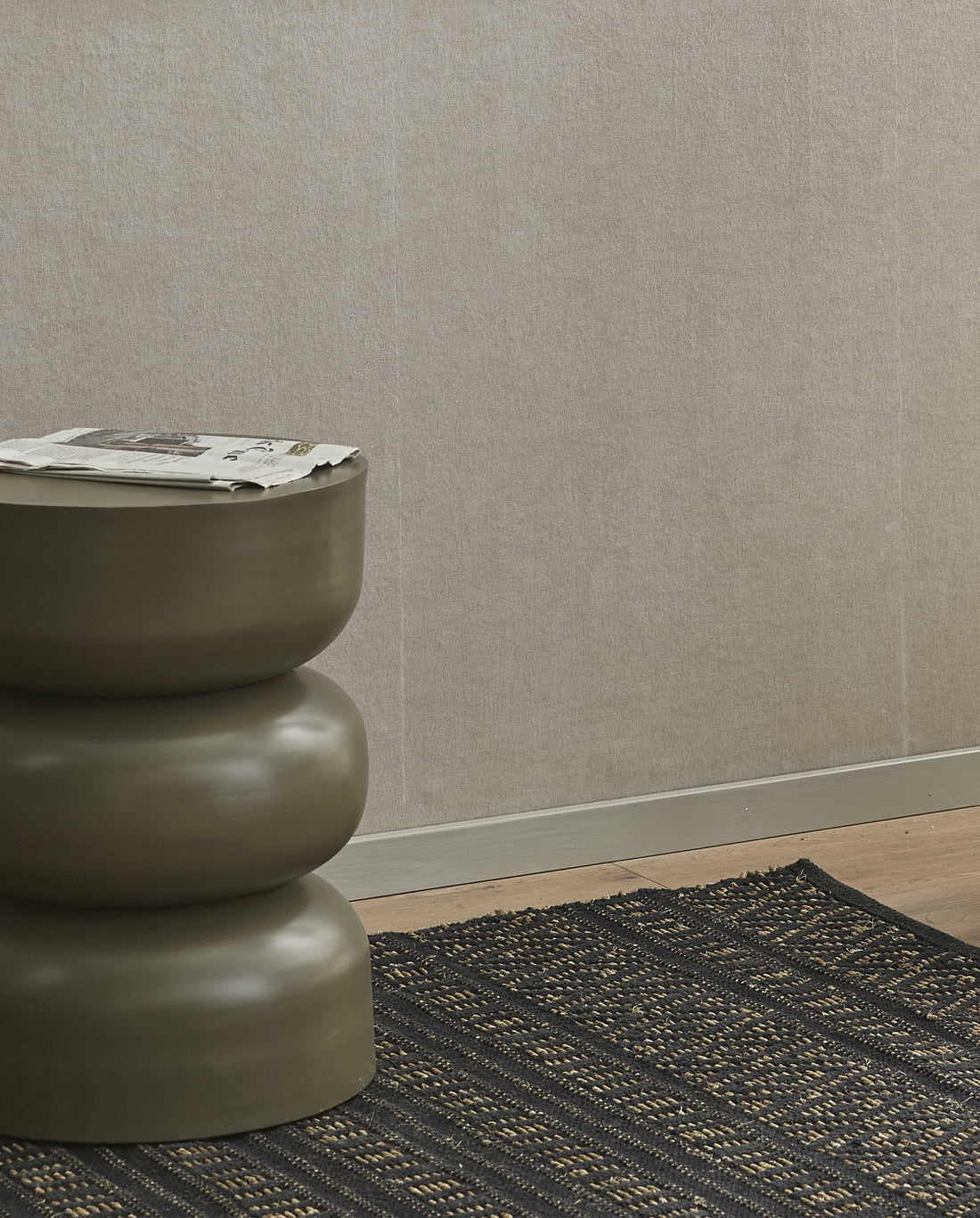 Farah -Decke in Baumwolle und Seegrass 240x160 cm - Schwarz/Natur