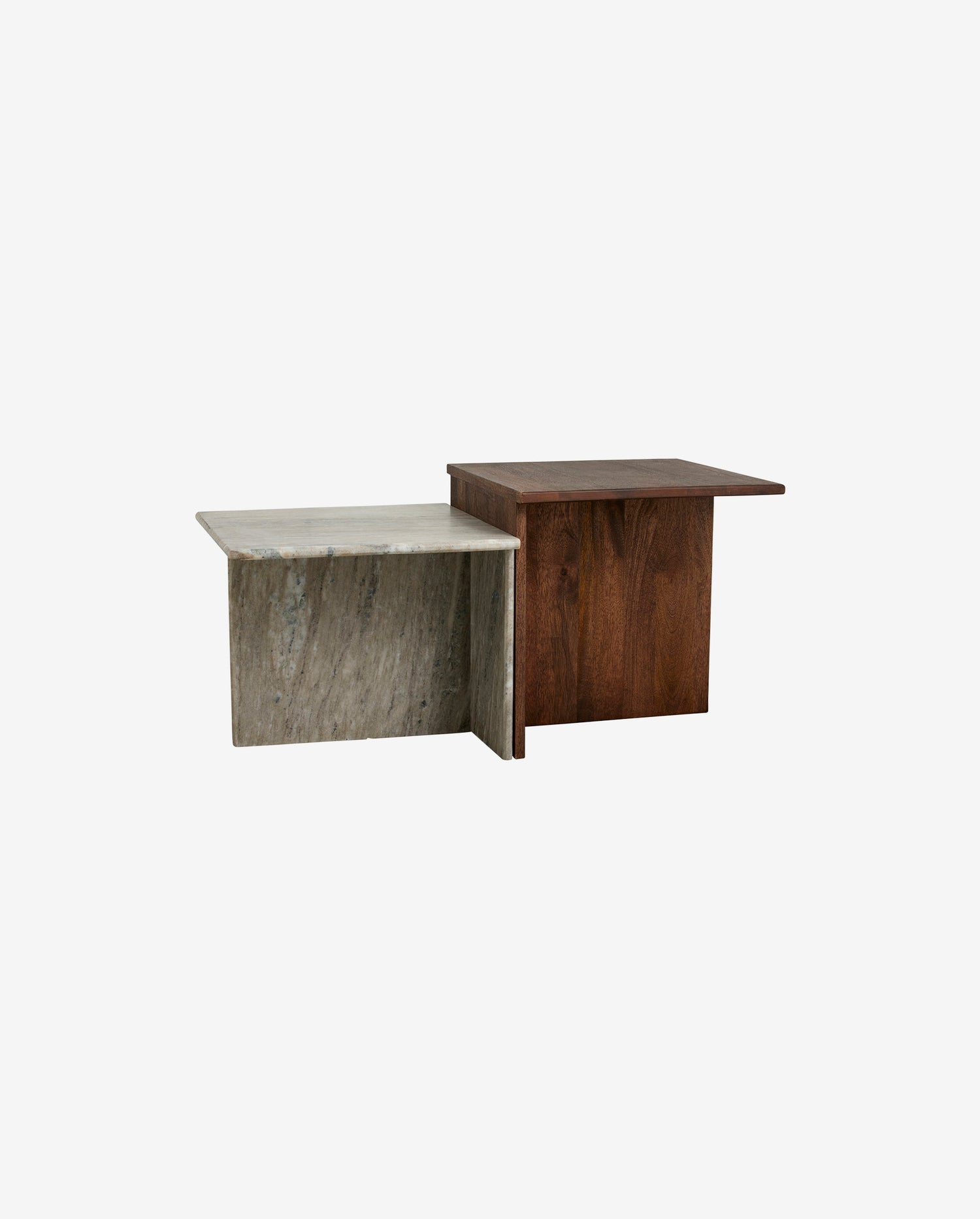 ODRA Sideboards in Mango Wood und Marmor - 2 Stücke - H48/40 cm