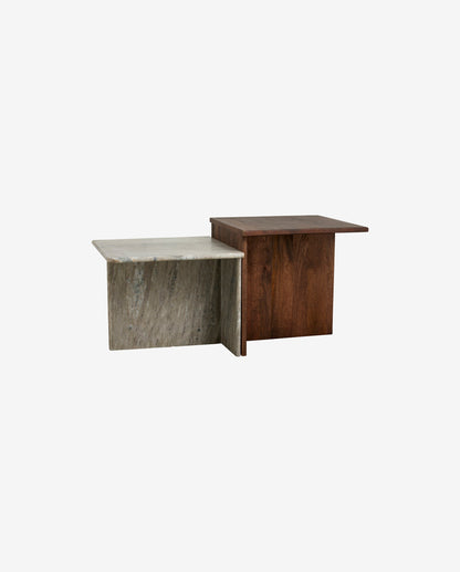 ODRA Sideboards in Mango Wood und Marmor - 2 Stücke - H48/40 cm