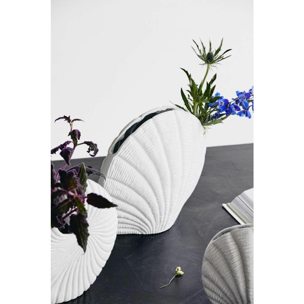 Nordal KAPITI Blumenvase - Muschel - groß - h25 cm - weiß